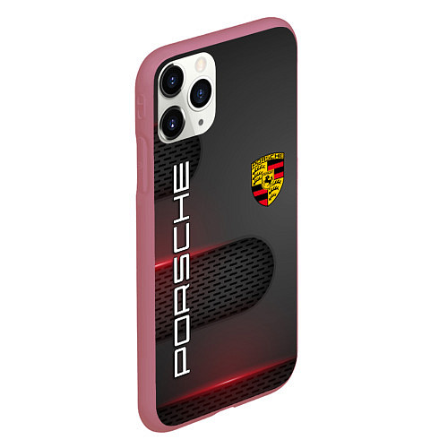 Чехол iPhone 11 Pro матовый PORSCHE / 3D-Малиновый – фото 2