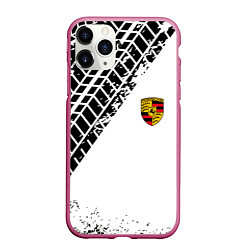 Чехол iPhone 11 Pro матовый PORSCHE, цвет: 3D-малиновый