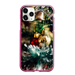 Чехол iPhone 11 Pro матовый Рождество, Новый Год, цвет: 3D-малиновый