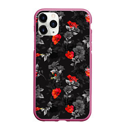 Чехол iPhone 11 Pro матовый Красные цветы