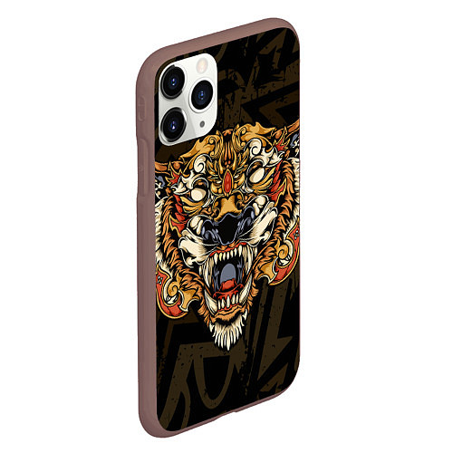 Чехол iPhone 11 Pro матовый Тигровый стимпанк Tiger / 3D-Коричневый – фото 2