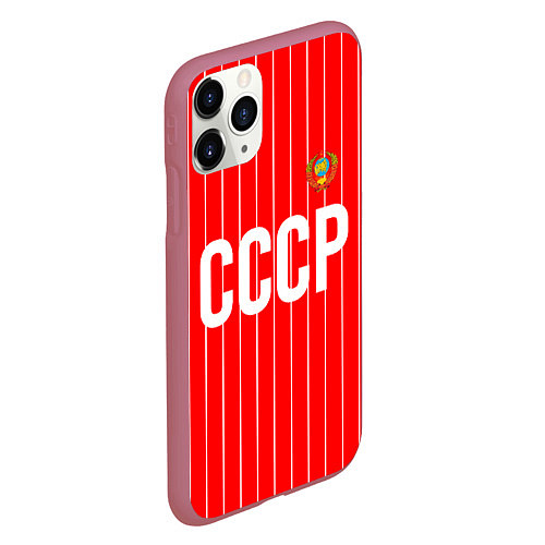 Чехол iPhone 11 Pro матовый Форма сборной СССР / 3D-Малиновый – фото 2