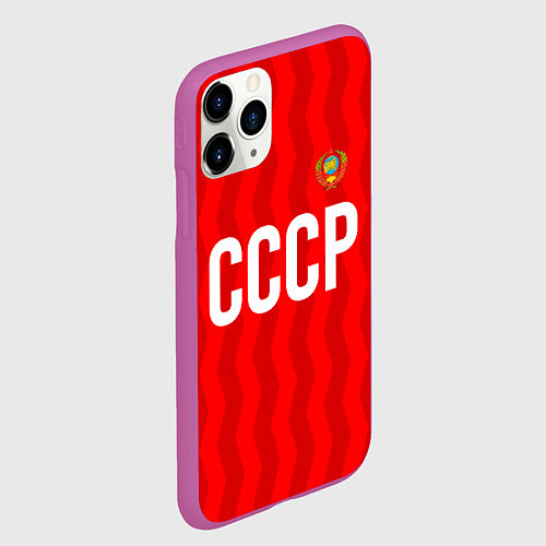 Чехол iPhone 11 Pro матовый Форма сборной СССР / 3D-Фиолетовый – фото 2