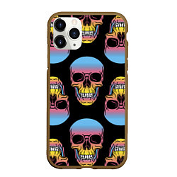 Чехол iPhone 11 Pro матовый Neon skull!, цвет: 3D-коричневый