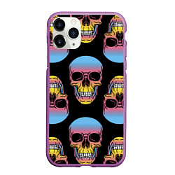 Чехол iPhone 11 Pro матовый Neon skull!, цвет: 3D-фиолетовый