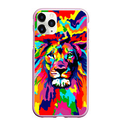 Чехол iPhone 11 Pro матовый Лев Artistic Art, цвет: 3D-розовый