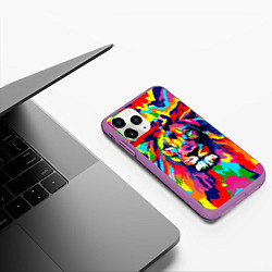 Чехол iPhone 11 Pro матовый Лев Artistic Art, цвет: 3D-фиолетовый — фото 2