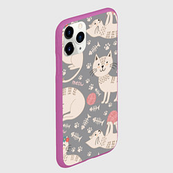 Чехол iPhone 11 Pro матовый Милые кошечки, цвет: 3D-фиолетовый — фото 2