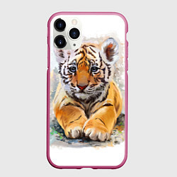 Чехол iPhone 11 Pro матовый Tiger Art, цвет: 3D-малиновый