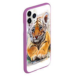 Чехол iPhone 11 Pro матовый Tiger Art, цвет: 3D-фиолетовый — фото 2