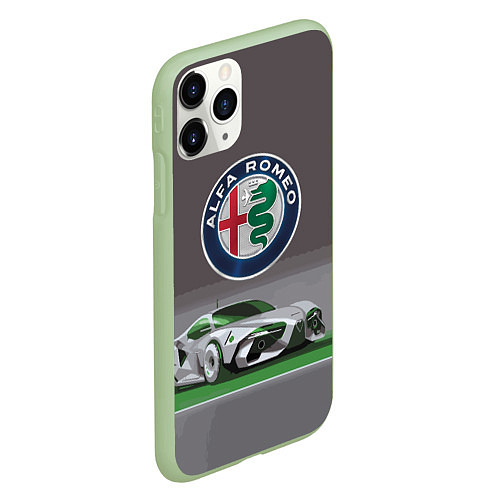 Чехол iPhone 11 Pro матовый Alfa Romeo motorsport / 3D-Салатовый – фото 2