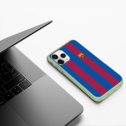Чехол iPhone 11 Pro матовый FC Barcelona 2021, цвет: 3D-салатовый — фото 2