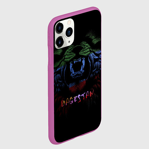 Чехол iPhone 11 Pro матовый Лев Дагестан / 3D-Фиолетовый – фото 2