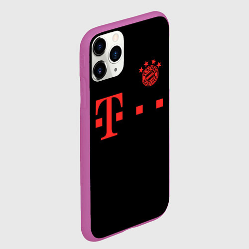 Чехол iPhone 11 Pro матовый FC Bayern Munchen 20-21 - black / 3D-Фиолетовый – фото 2