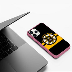 Чехол iPhone 11 Pro матовый BOSTON BRUINS NHL, цвет: 3D-малиновый — фото 2
