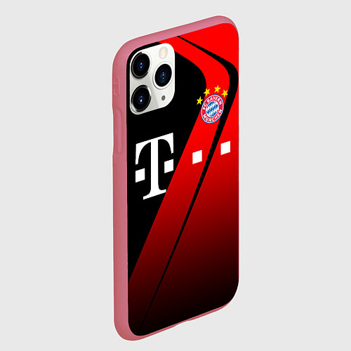 Чехол iPhone 11 Pro матовый FC Bayern Munchen Форма / 3D-Малиновый – фото 2