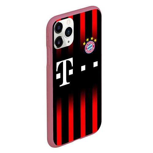 Чехол iPhone 11 Pro матовый FC Bayern Munchen / 3D-Малиновый – фото 2