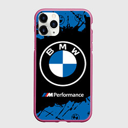 Чехол iPhone 11 Pro матовый BMW БМВ, цвет: 3D-малиновый