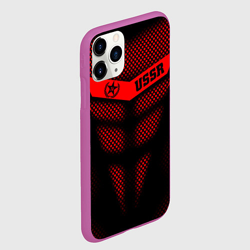 Чехол iPhone 11 Pro матовый Экзоскелет СССР / 3D-Фиолетовый – фото 2