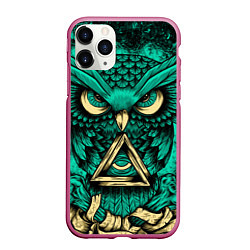 Чехол iPhone 11 Pro матовый Тотемная сова, цвет: 3D-малиновый