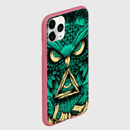 Чехол iPhone 11 Pro матовый Тотемная сова / 3D-Малиновый – фото 2