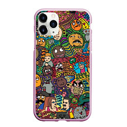 Чехол iPhone 11 Pro матовый Цветные мемы из ВК, цвет: 3D-розовый