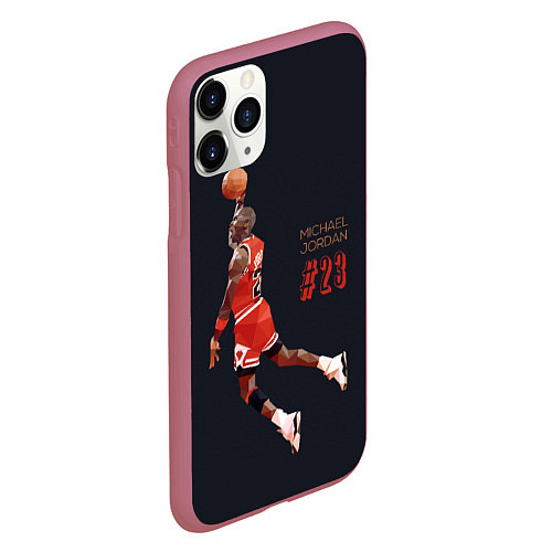 Чехол iPhone 11 Pro матовый MICHAEL JORDAN / 3D-Малиновый – фото 2