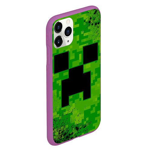 Чехол iPhone 11 Pro матовый MINECRAFT МАЙНКРАФТ / 3D-Фиолетовый – фото 2