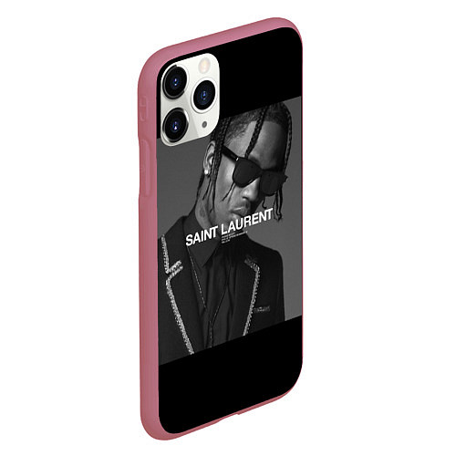 Чехол iPhone 11 Pro матовый Travis Scott SL / 3D-Малиновый – фото 2