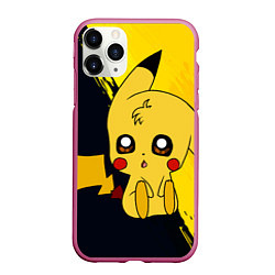 Чехол iPhone 11 Pro матовый ПикачуPikachu, цвет: 3D-малиновый