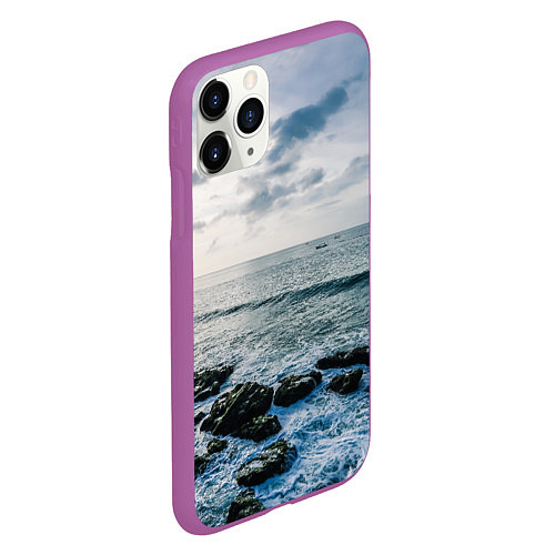 Чехол iPhone 11 Pro матовый Море / 3D-Фиолетовый – фото 2