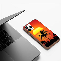 Чехол iPhone 11 Pro матовый Пальмы на фоне моря, цвет: 3D-коричневый — фото 2