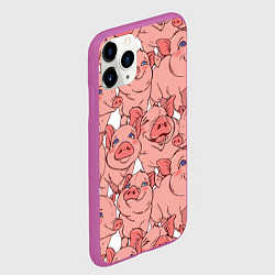 Чехол iPhone 11 Pro матовый Свиньи, цвет: 3D-фиолетовый — фото 2
