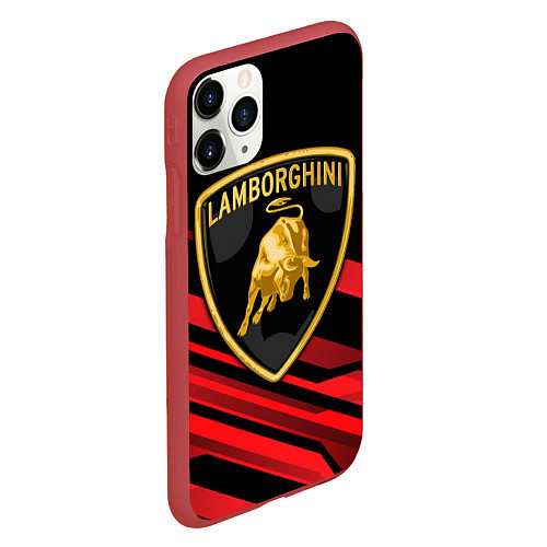 Чехол iPhone 11 Pro матовый Lamborghini / 3D-Красный – фото 2