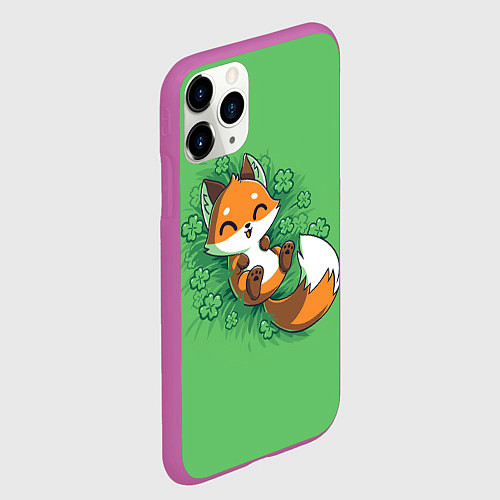 Чехол iPhone 11 Pro матовый Удачливый лис / 3D-Фиолетовый – фото 2