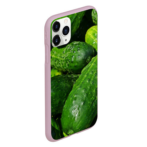Чехол iPhone 11 Pro матовый Огурцы / 3D-Розовый – фото 2