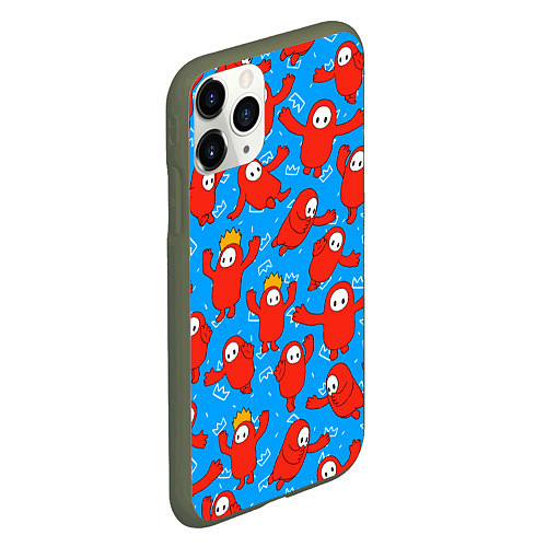 Чехол iPhone 11 Pro матовый Fall guys red / 3D-Темно-зеленый – фото 2