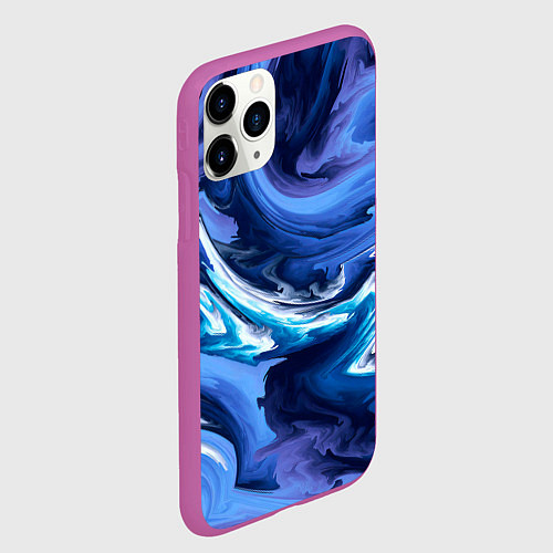 Чехол iPhone 11 Pro матовый Абстрактные волны / 3D-Фиолетовый – фото 2