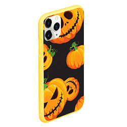 Чехол iPhone 11 Pro матовый Весёлые тыквы, цвет: 3D-желтый — фото 2