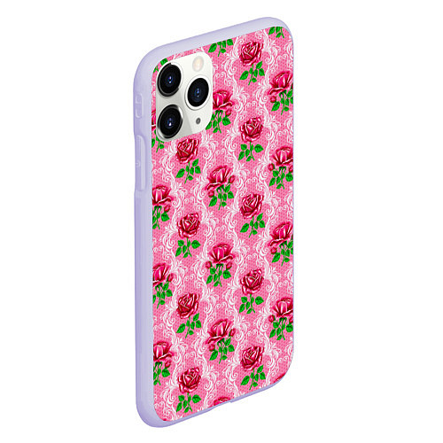 Чехол iPhone 11 Pro матовый Декор из нежных роз / 3D-Светло-сиреневый – фото 2