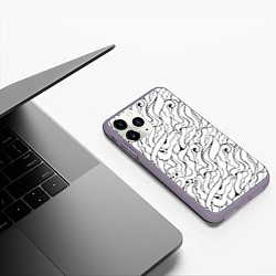 Чехол iPhone 11 Pro матовый Черно-белые узоры, цвет: 3D-серый — фото 2