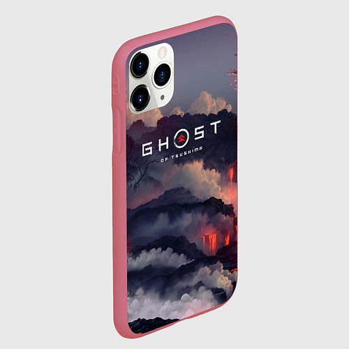 Чехол iPhone 11 Pro матовый Ghost of Tsushima / 3D-Малиновый – фото 2
