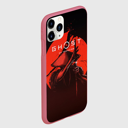 Чехол iPhone 11 Pro матовый Ghost of Tsushima / 3D-Малиновый – фото 2