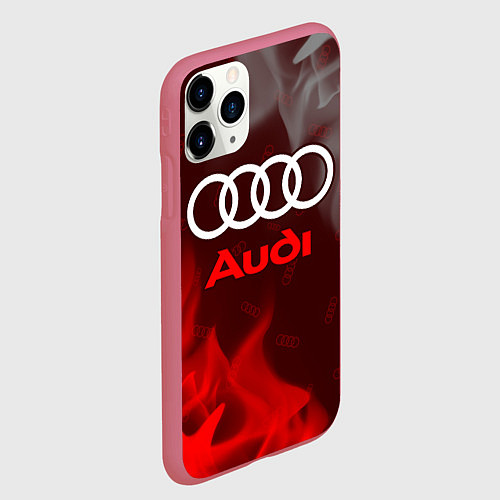 Чехол iPhone 11 Pro матовый AUDI АУДИ / 3D-Малиновый – фото 2