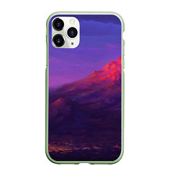 Чехол iPhone 11 Pro матовый Горы, цвет: 3D-салатовый