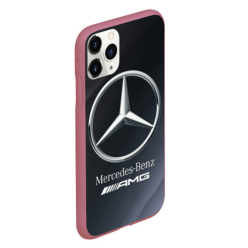 Чехол iPhone 11 Pro матовый MERCEDES МЕРСЕДЕС / 3D-Малиновый – фото 2