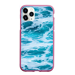 Чехол iPhone 11 Pro матовый Вода волны пена море, цвет: 3D-малиновый