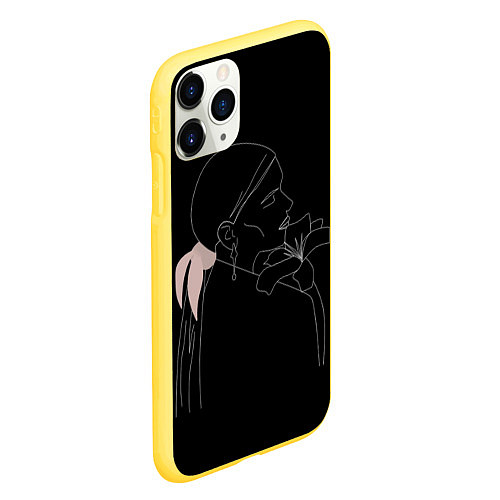 Чехол iPhone 11 Pro матовый Минимализм женщина с цветком / 3D-Желтый – фото 2