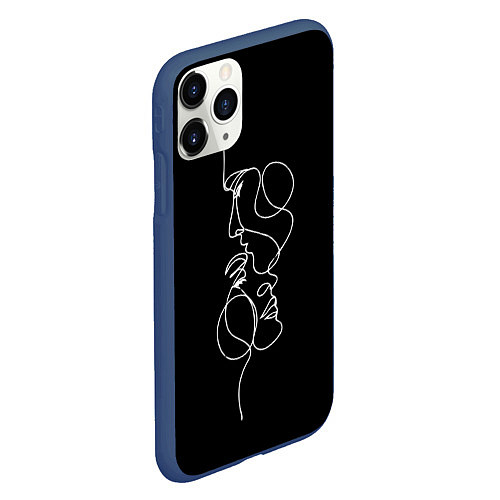 Чехол iPhone 11 Pro матовый Минимализм лица / 3D-Тёмно-синий – фото 2