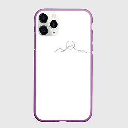 Чехол iPhone 11 Pro матовый Минимализм силуэт горы, цвет: 3D-фиолетовый